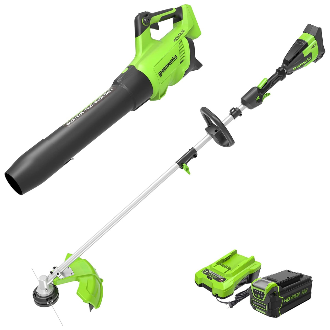 Greenworks 40V Brushless String Trimmer & Leaf Blower Kit W/ 4Ah Battery & Charger