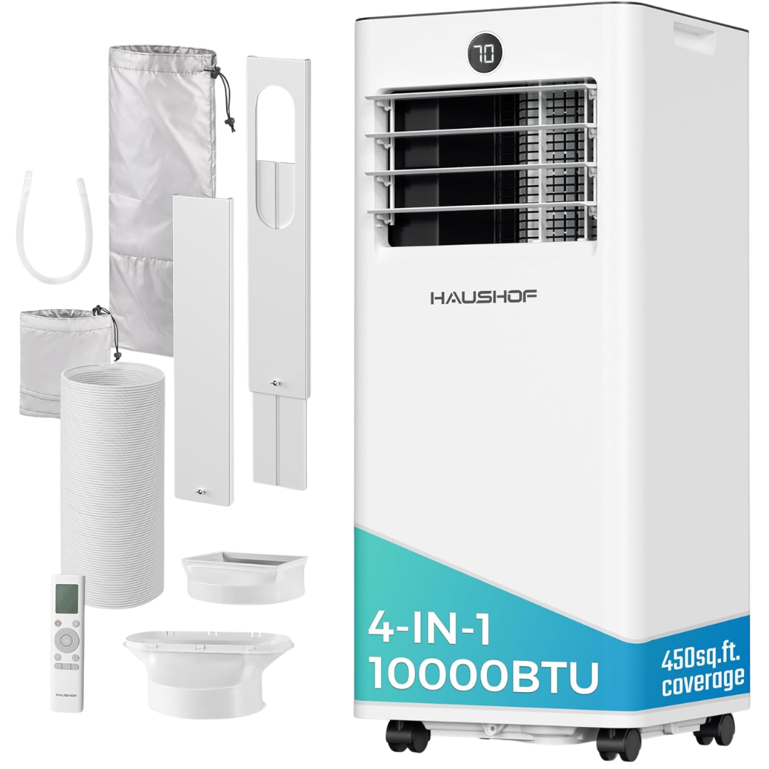 10000-BTU HAUSHOF Portable Air Conditioner W/ Remote Control