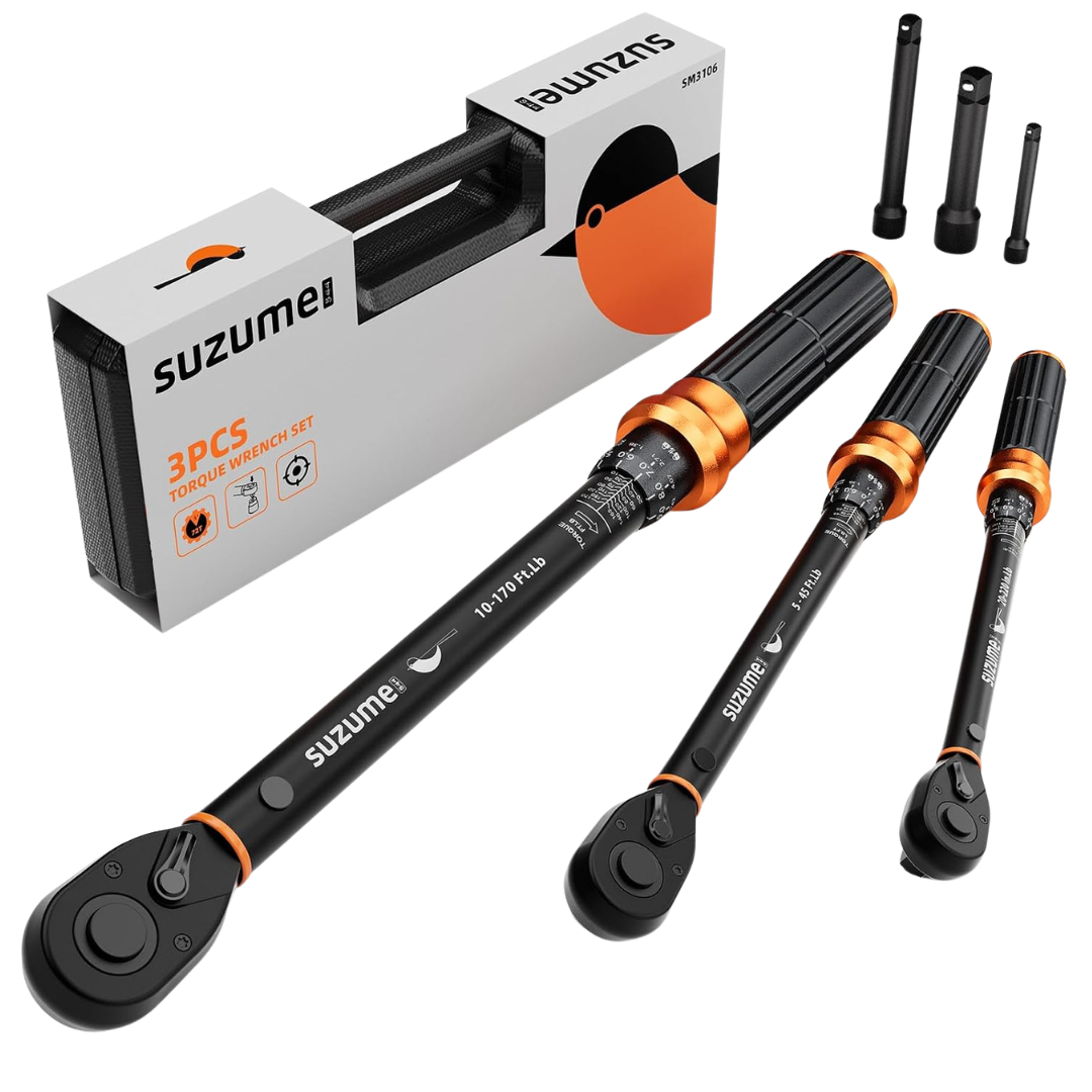 3-Piece Suzume 72-Teeth Dual-Direction Torque Wrench Set (1/4", 3/8" & 1/2")