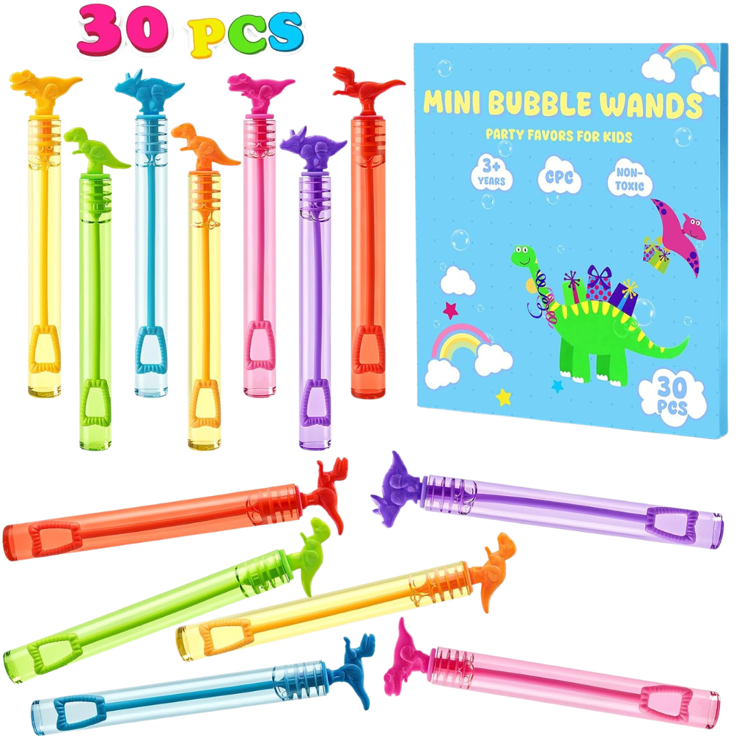 30-Piece Genuvi Dinosaur Mini Bubble Wands Party Favors