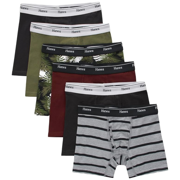 6-Pack Hanes Boys' Originals Boxer Briefs Underwear