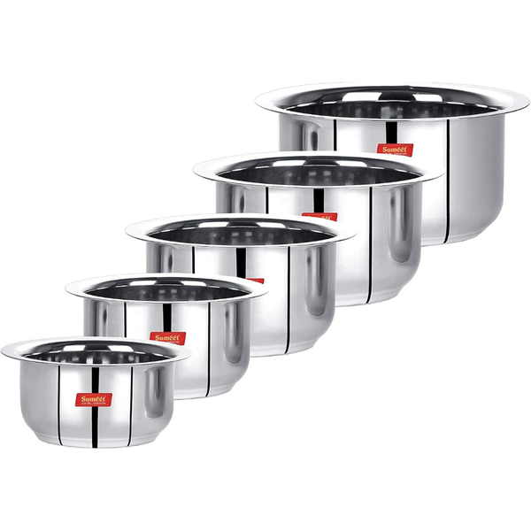 Sumeet 5-Piece Stainless Steel Friendly Tope/Patila/Cookware