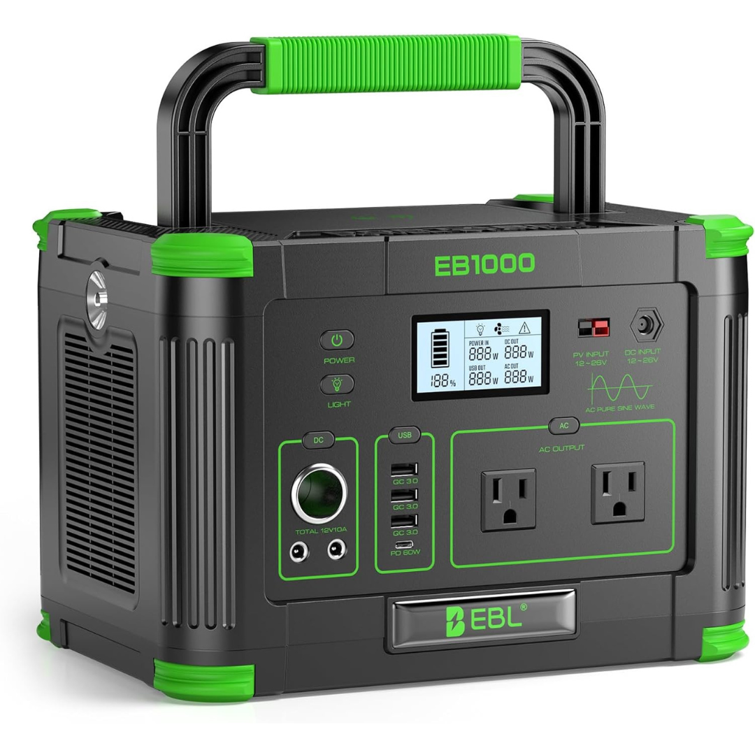 999Wh Portable Power Station 1000W Solar Generator