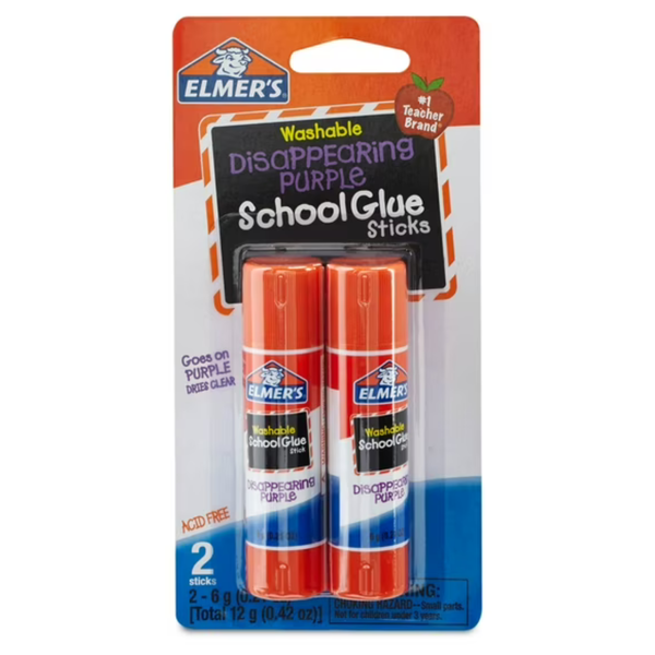 2-Pack Elmer's School Disappearing 6G Purple Glue Sticks