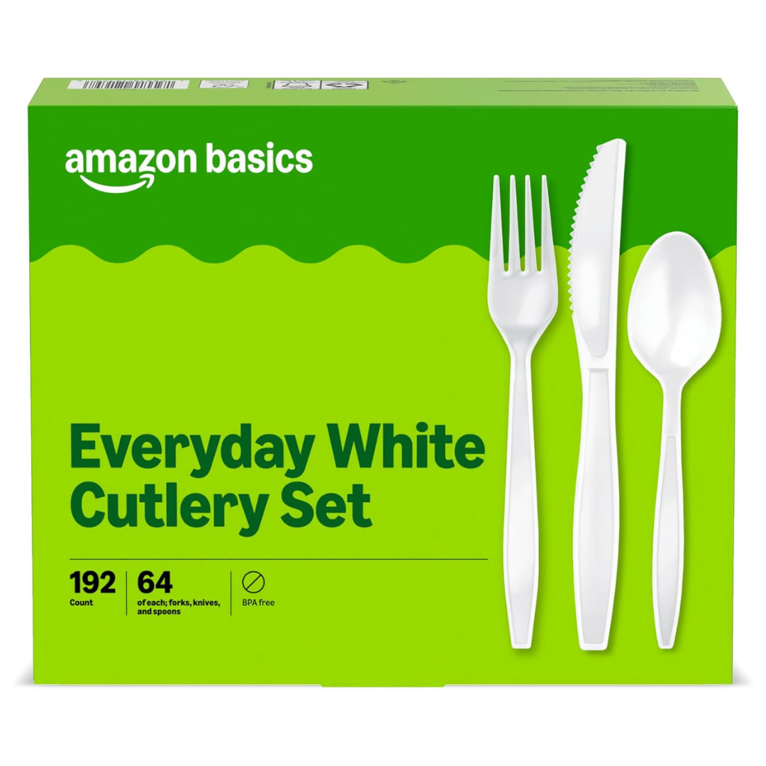 192-Count Amazon Basics Disposable Assorted Cutlery Set