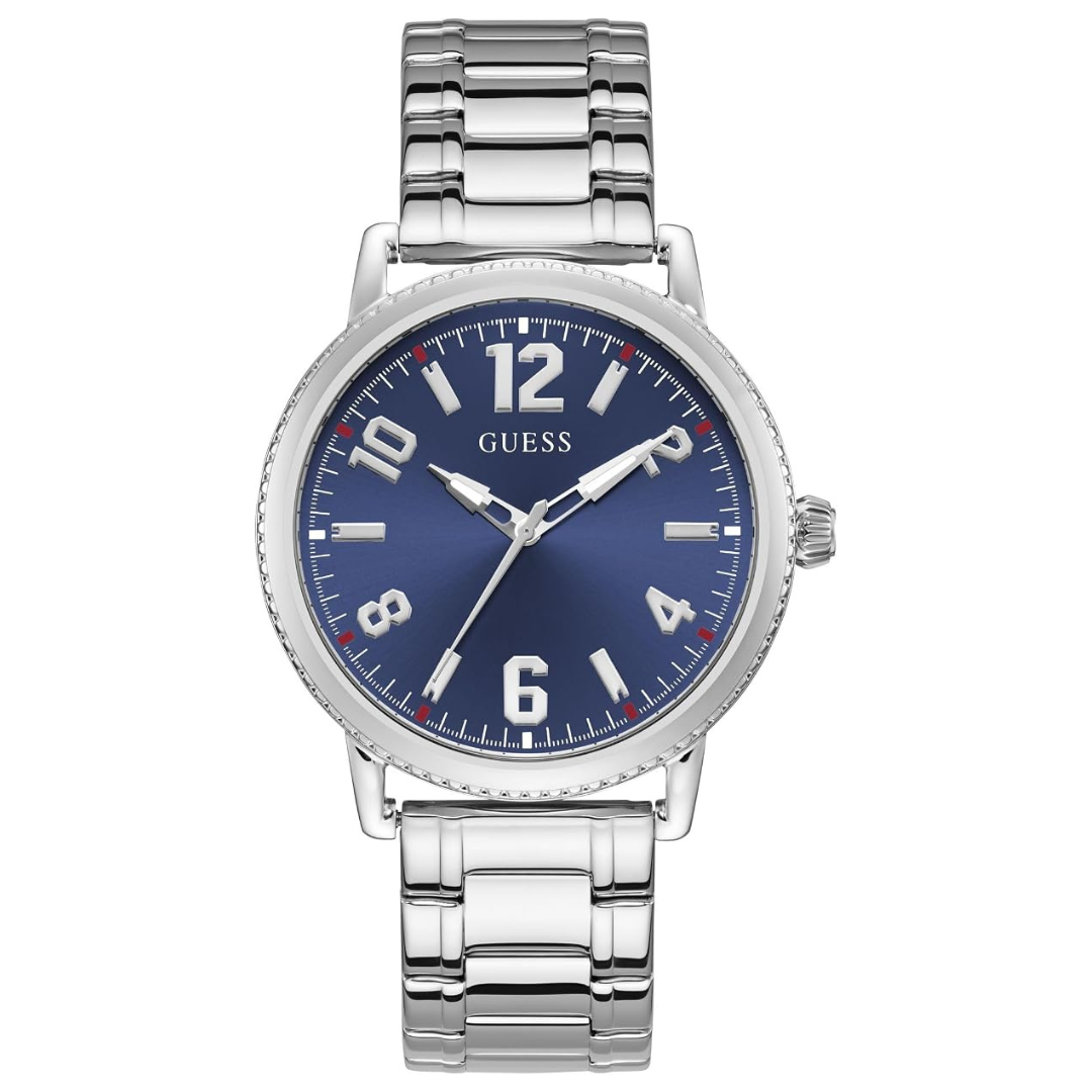 GUESS Men's 42mm Silver-Tone Stainless Steel Strap Watch
