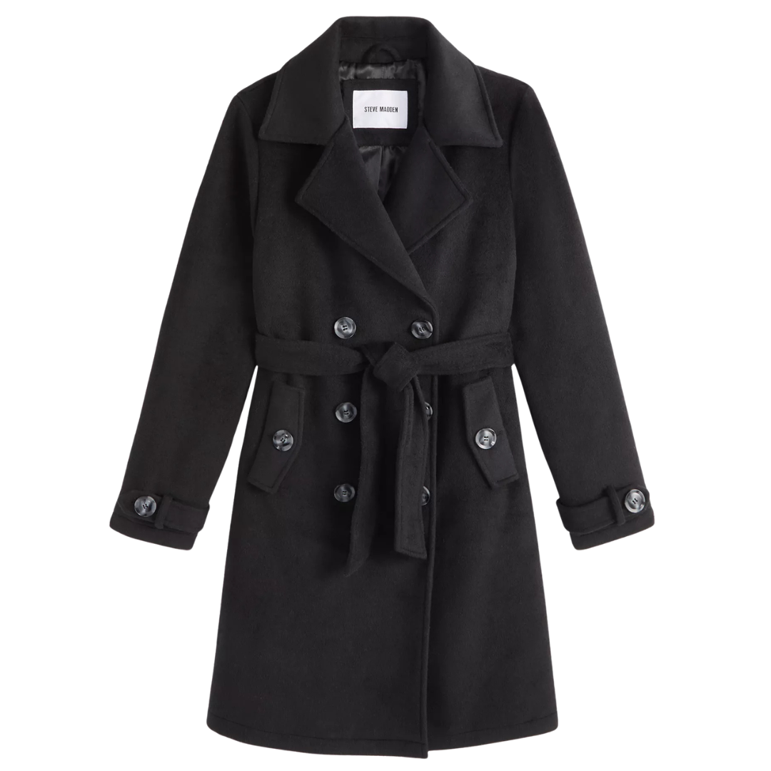 Steve Madden Women's Double-Breasted Belted Trench Coat