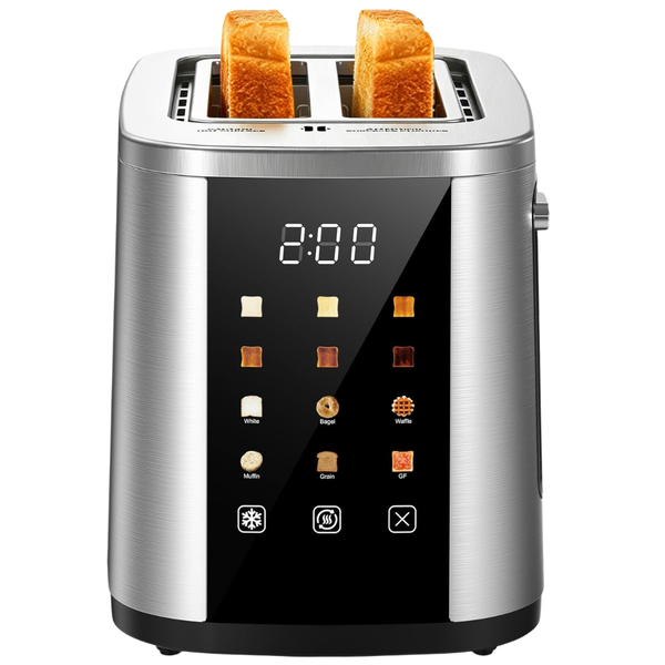 Foyoconven 2-Slice Stainless Steel Toaster W/ Touch Screen & 1.5" Wide Slots