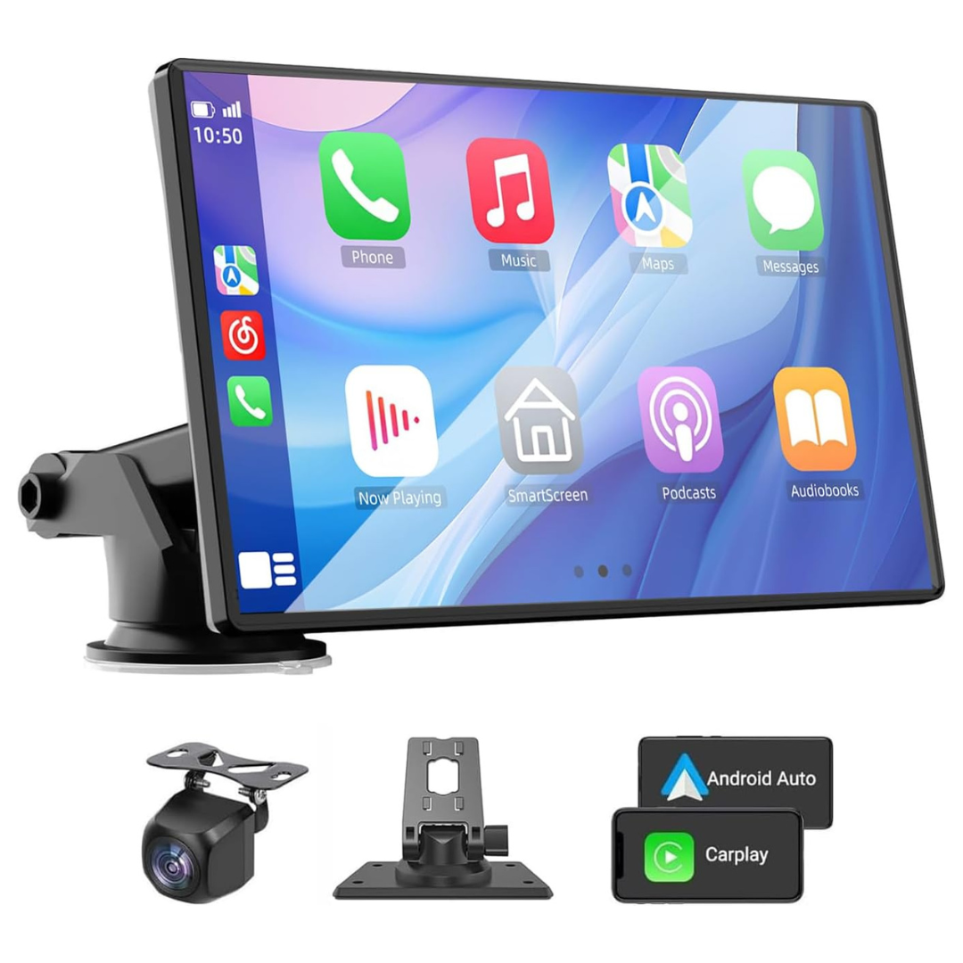 Vukarual 7" Portable Wireless CarPlay & Auto Screen