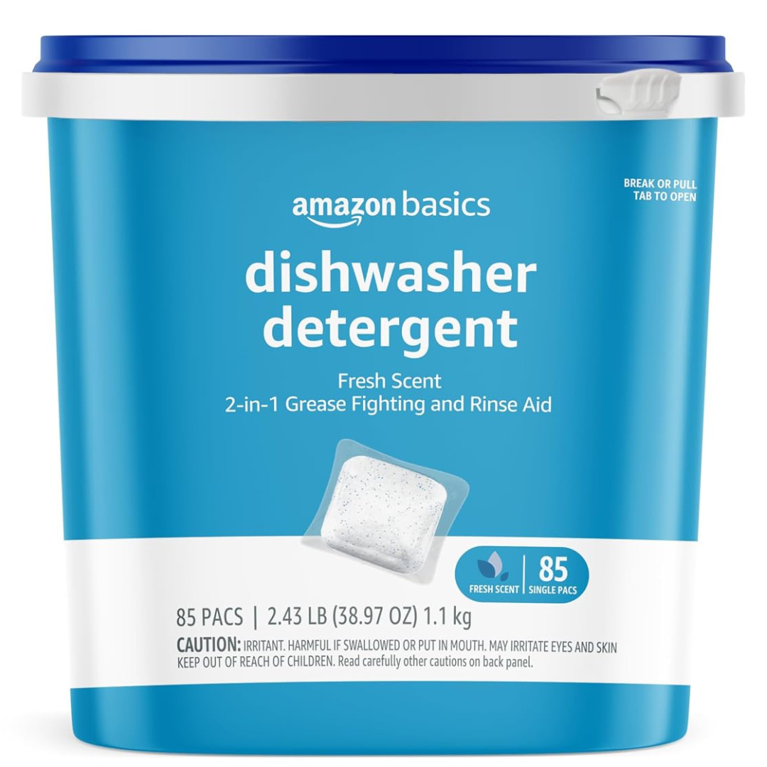 85-Count Amazon Basics Dishwasher Detergent Pacs (Fresh Scent)
