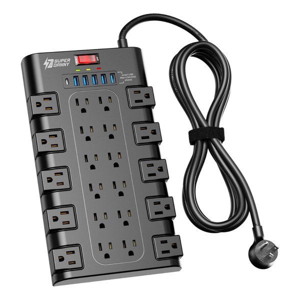 22-Outlet Superdanny 2100J Surge Protector Power Strip W/ 6x USB Ports & 6.5' Cord