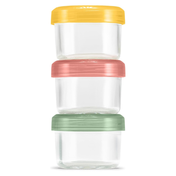 3-Pack 4-Oz Ello Color Lock Glass Condiment Containers W/ Lids