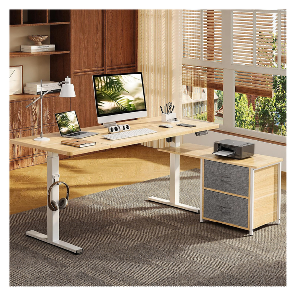 63" X 28" L-Shaped Height Adjustable Standing Desk
