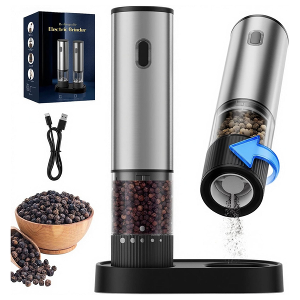 Rechargeable Electric Salt And Pepper Grinder Set W/ LED Light