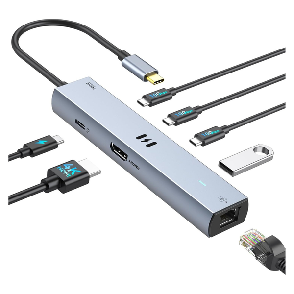 7-in-1 Selore 4K@60Hz 10Gbps 100W PD USB-C Hub