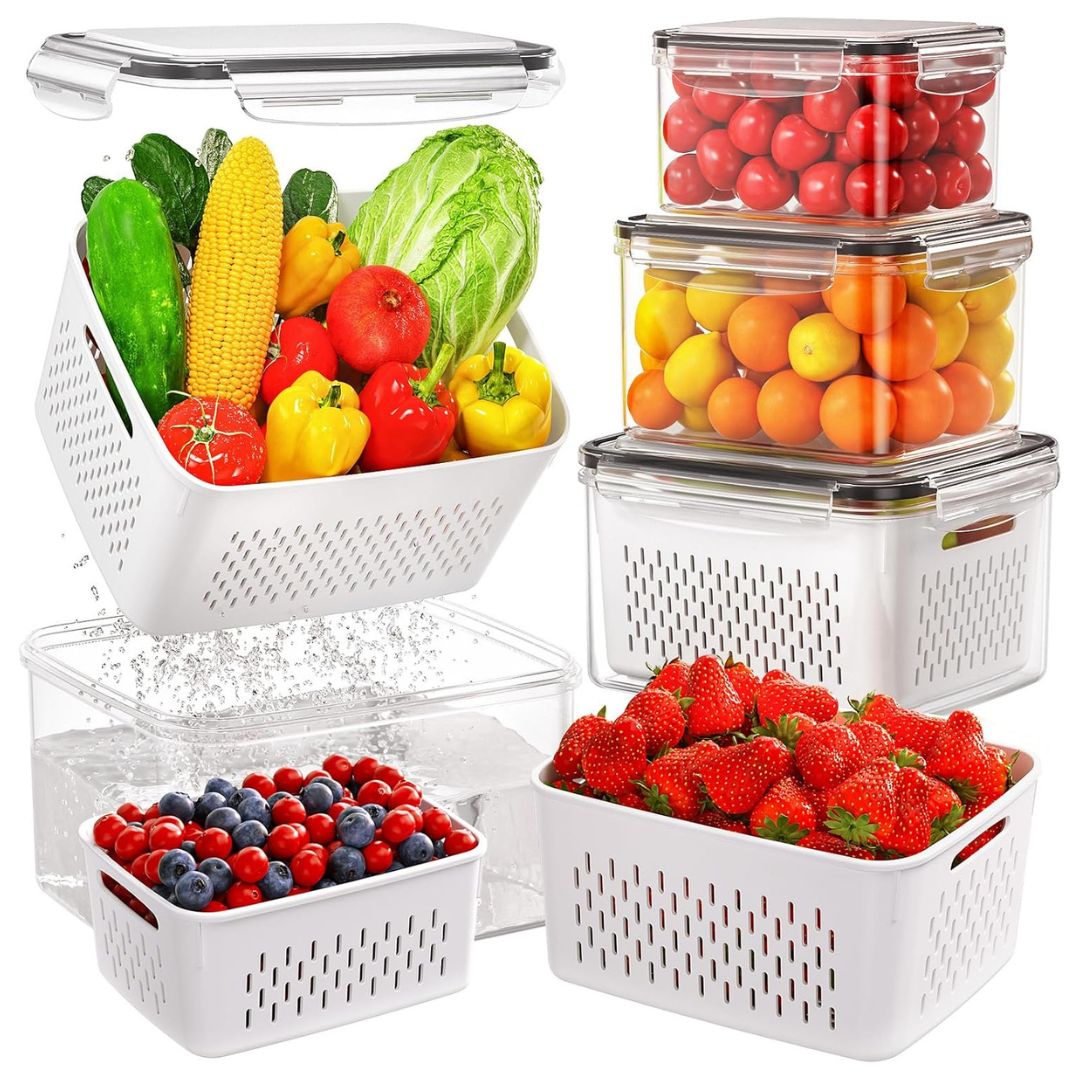 4-Pack Winproper Produce Containers W/ Removable Colander