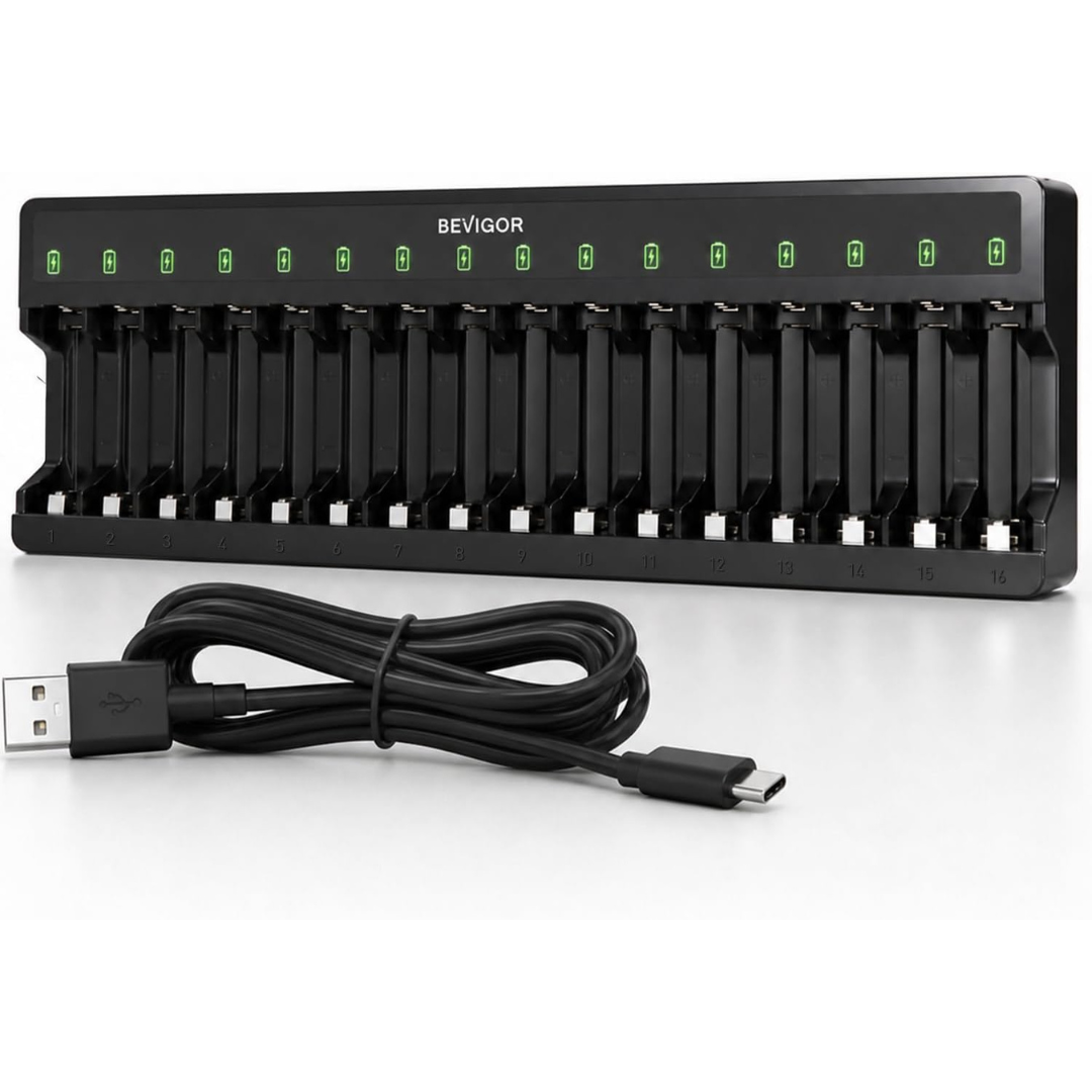16 Bay Battery Charger AA AAA For NiMH Rechargeable Batteries