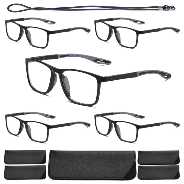 5-Pack Blue Light Blocking Reading Glasses With Pouches