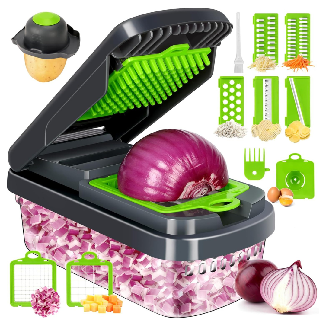 12-in-1 Multifunctional Vegetable Chopper W/ 7 Blades Container