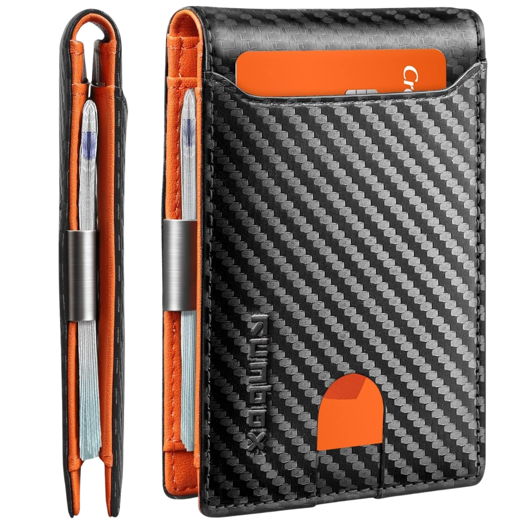 Men's RFID Blocking Front Slim Leather Money Clip Wallet