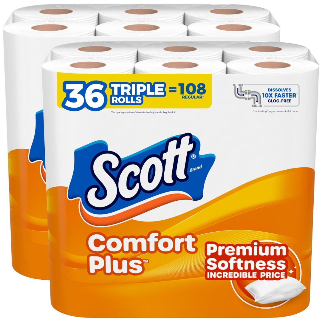 36-Pack (3 X 12-pk) 231-Sheets Scott ComfortPlus Double Roll Toilet Paper