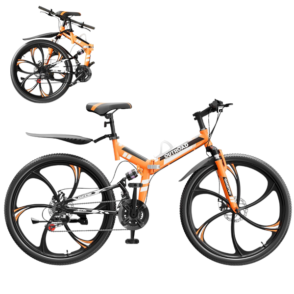 26" 21 Speed Full Suspension High-Carbon Steel MTB Foldable Bicycle