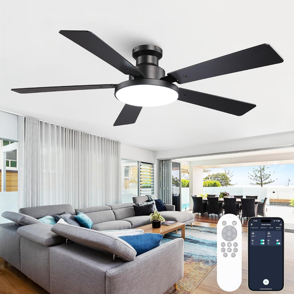 Vaczon 52'' Low Profile Ceiling Fan W/ Lights & Smart Remote