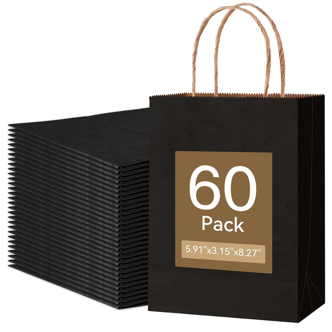 60-Pack Qioxiou Small Kraft Paper Gift Bags With Handles
