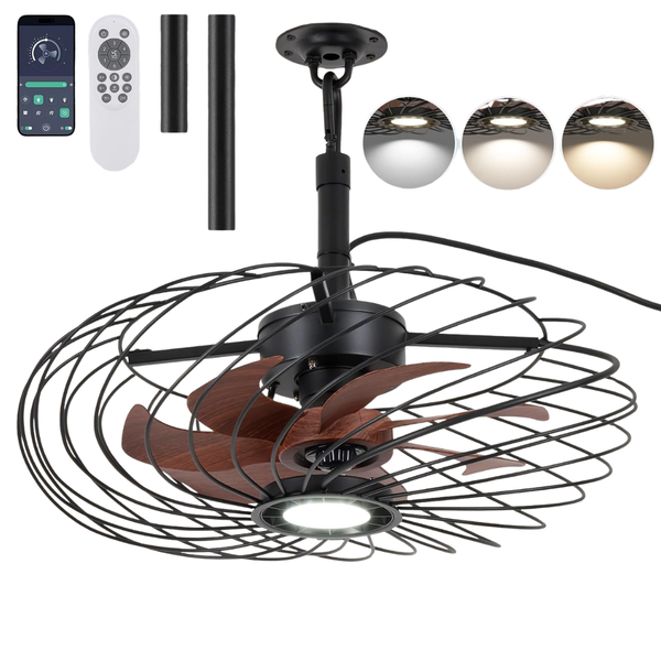 20" OSGNER Black Outdoor Waterproof Ceiling Fan