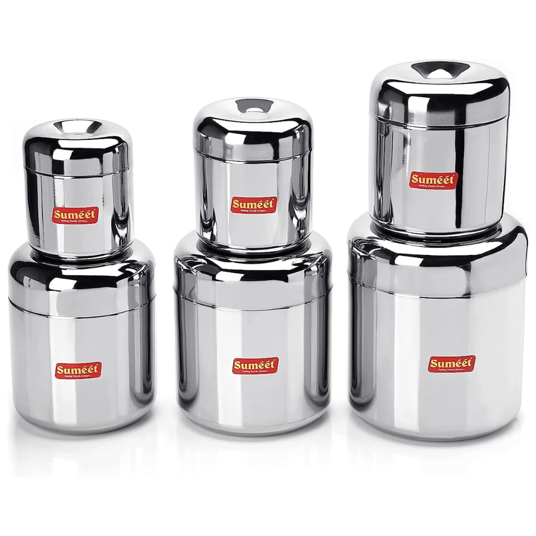 6-Piece Stainless Steel Vertical Utility Canisters Storage Containers Set