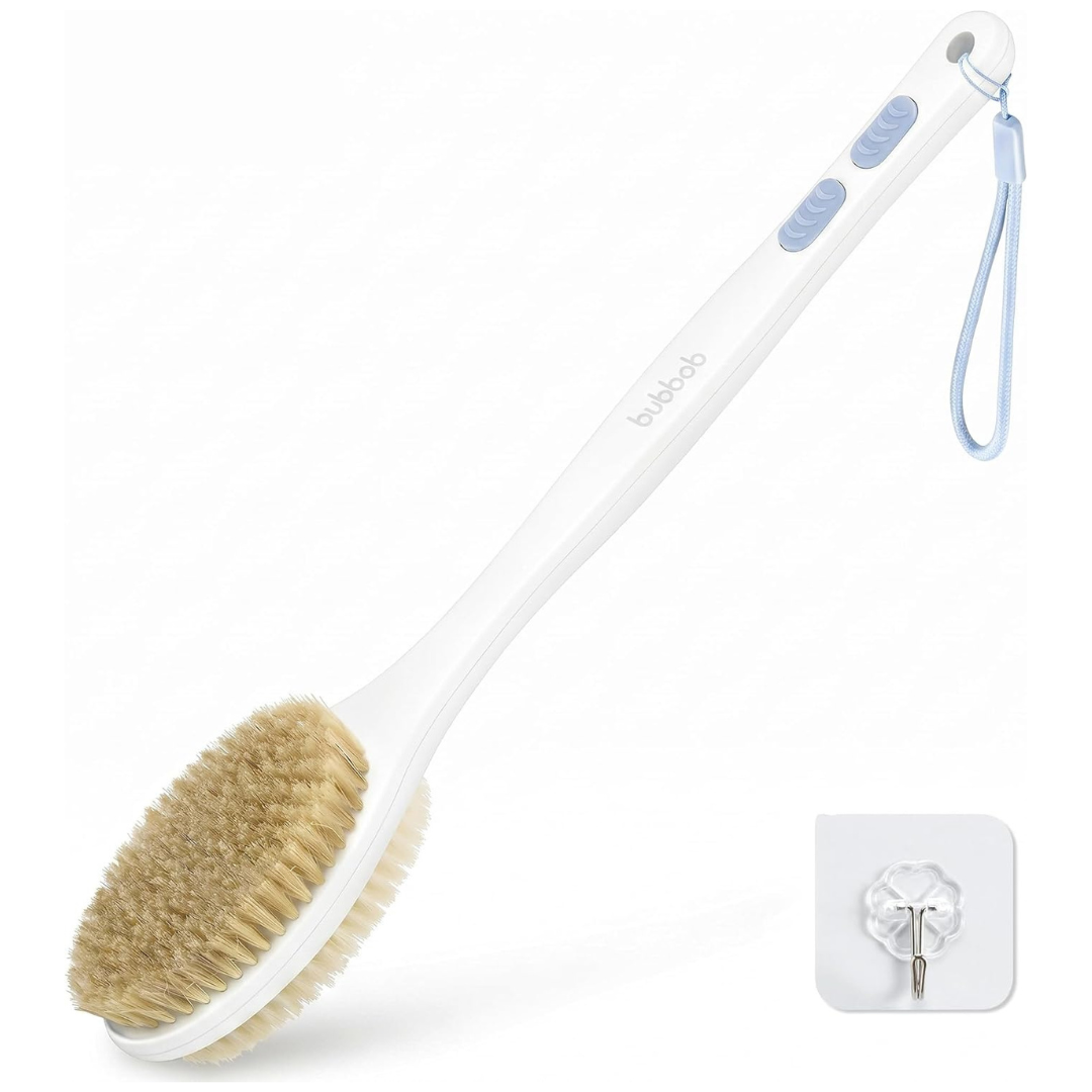 Bubbob Dual-Sided Back Scrubber With Long Handle (Blue)
