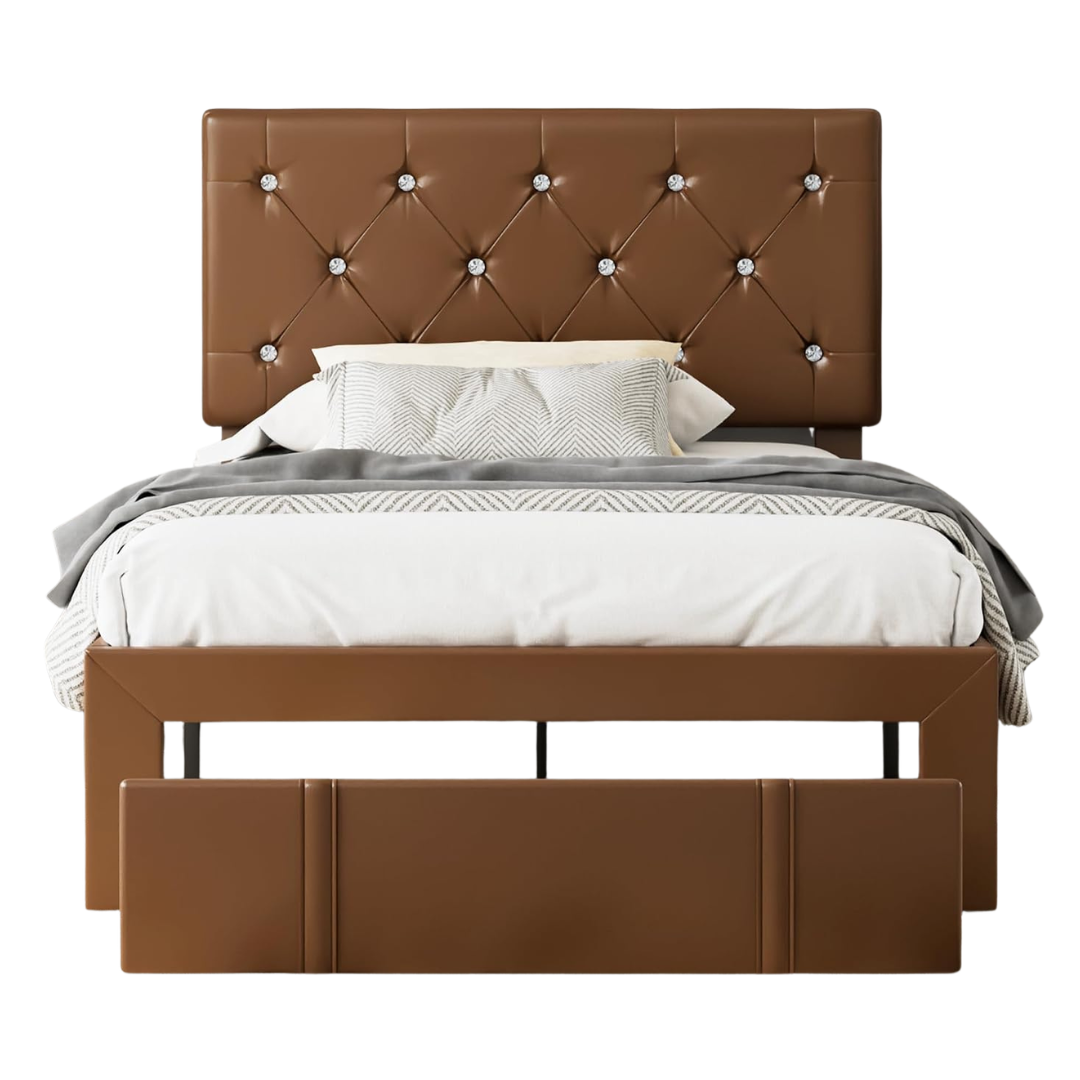 Vecelo Twin Size Bed Frame With Storage Drawers