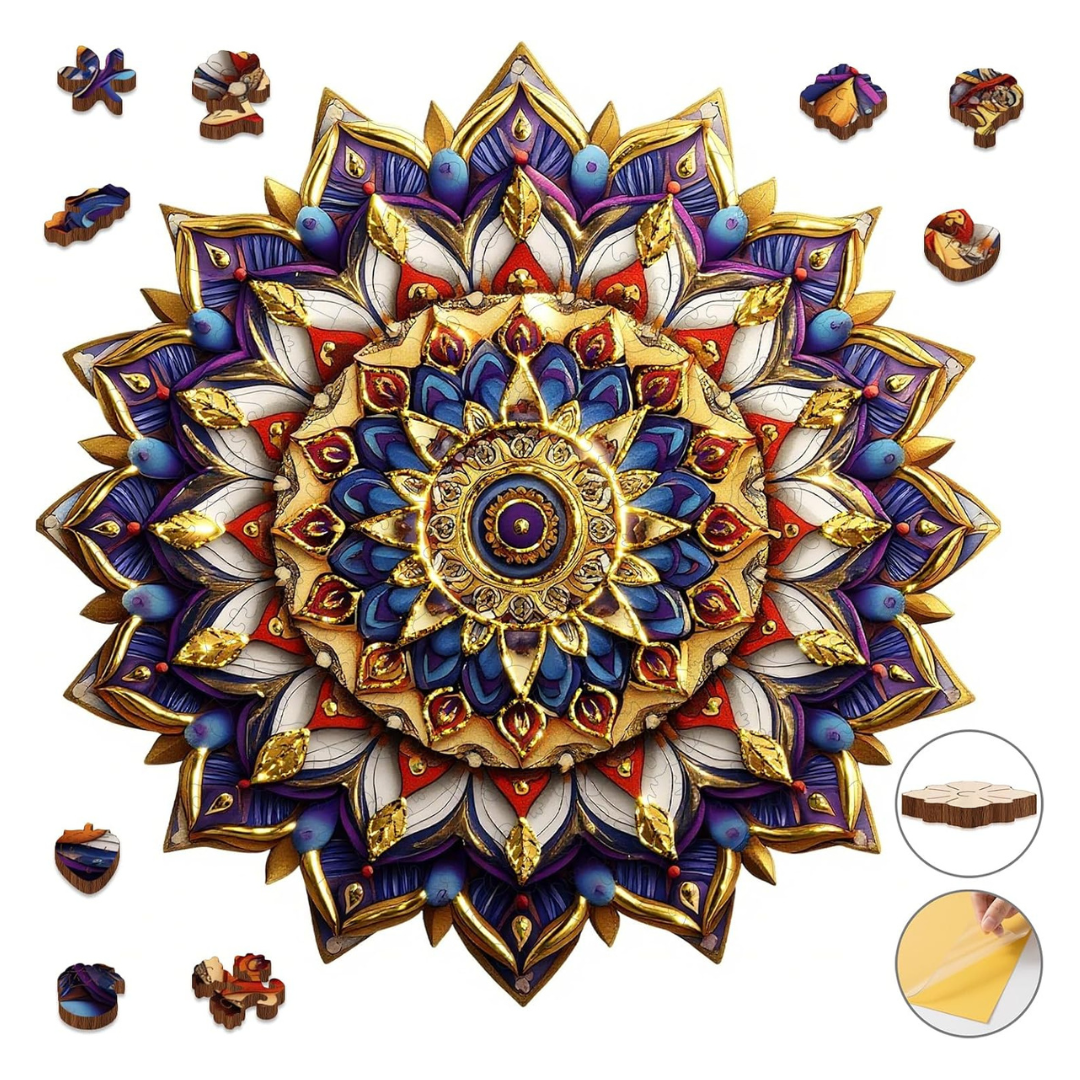 200-Piece Delobil 11.4" X 11.3" Geometric Mandala Wooden Puzzles