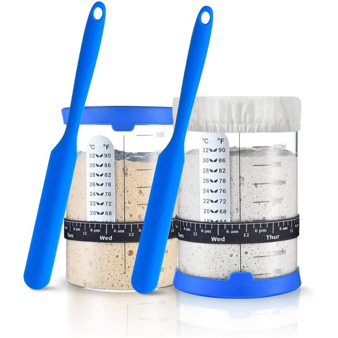 2-Pack 34 oz Adodeen Sourdough Starter Jar Kit With Lids