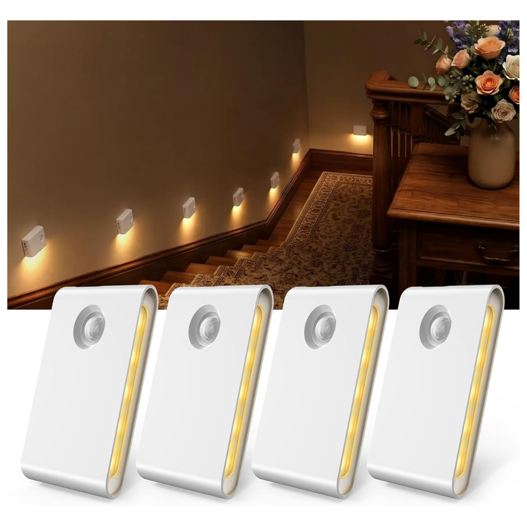 4-Pack 1500mAh Rechargeable LED Motion Sensor Stairs Lights