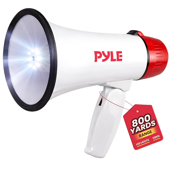 Pyle 30W Portable Megaphone Bullhorn With Siren & LED Lights