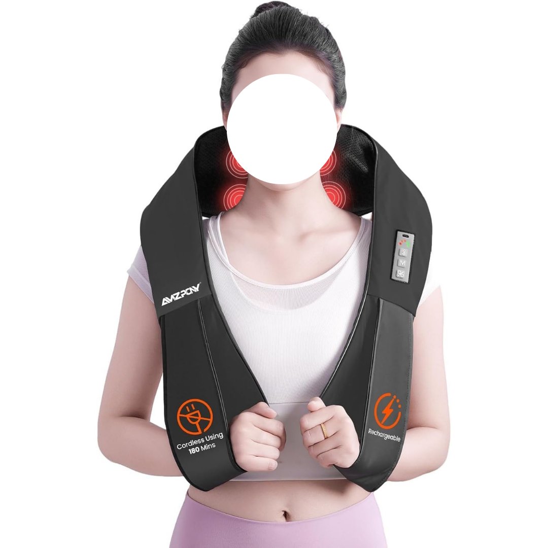 Cordless Shiatsu Deep-Tissue Neck Massager With Heat & Kneading