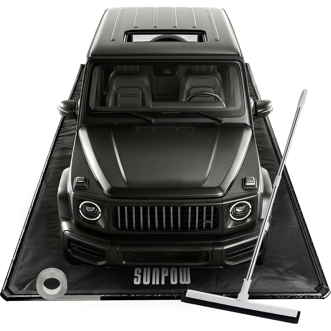 7'9" X 18ft Garage Floor Mat With Squeegee & Reflective Tape