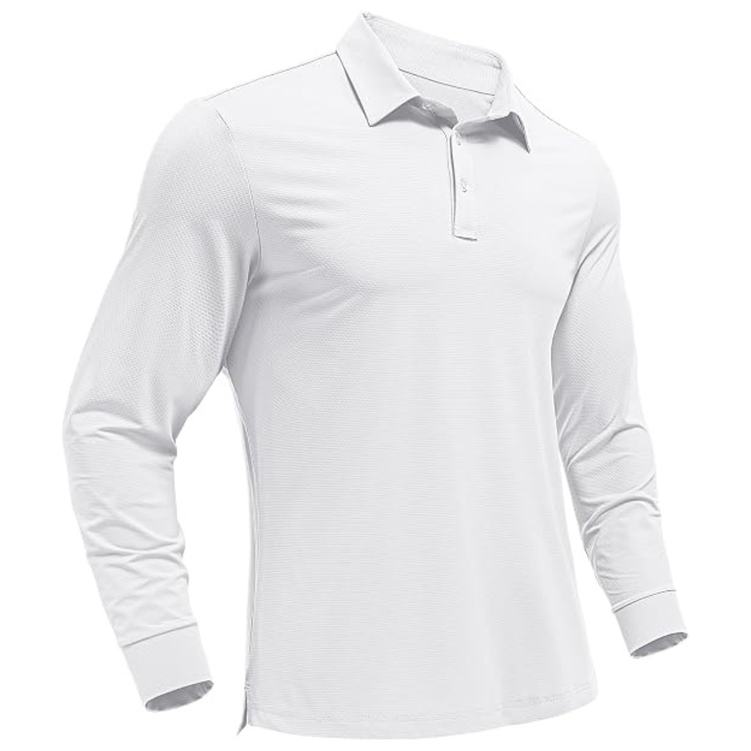 Men's UPF 50+ Long-Sleeve Moisture Wicking Polo Shirt (Various)