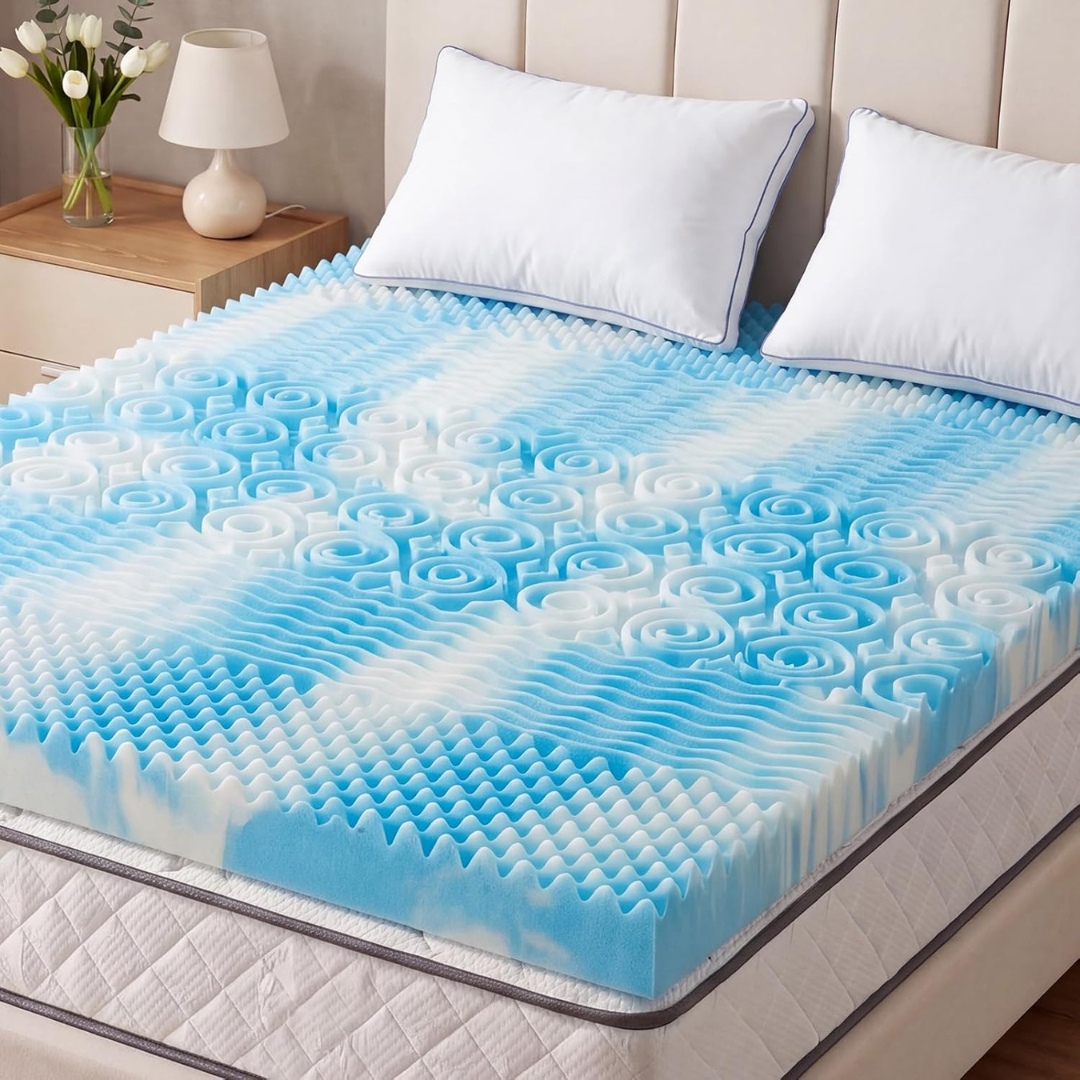 2" DUMOS 5-Zone Cooling Gel-Infused Queen Memory Foam Mattress Topper