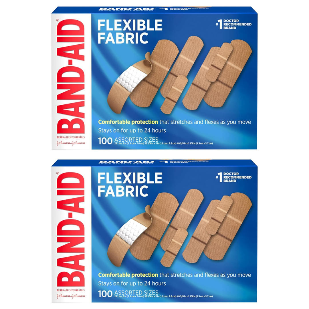 2-Pack Of 100-Count Band-Aid Brand Flexible Fabric Adhesive Bandages