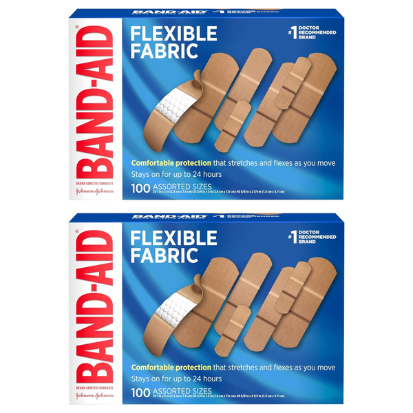 2-Pack Of 100-Count Band-Aid Brand Flexible Fabric Adhesive Bandages