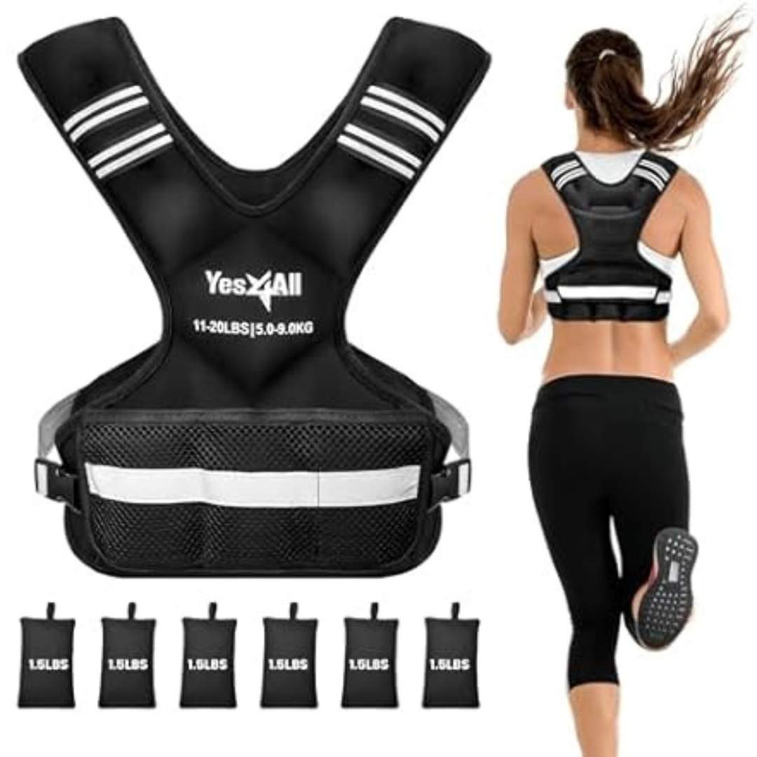 Yes4All Adjustable Weighted Vest 11-20lbs With Reflective Strip