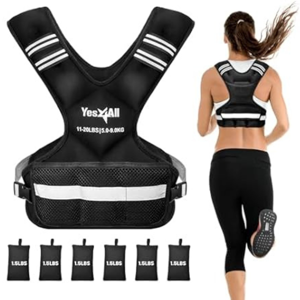 Yes4All Adjustable Weighted Vest 11-20lbs With Reflective Strip