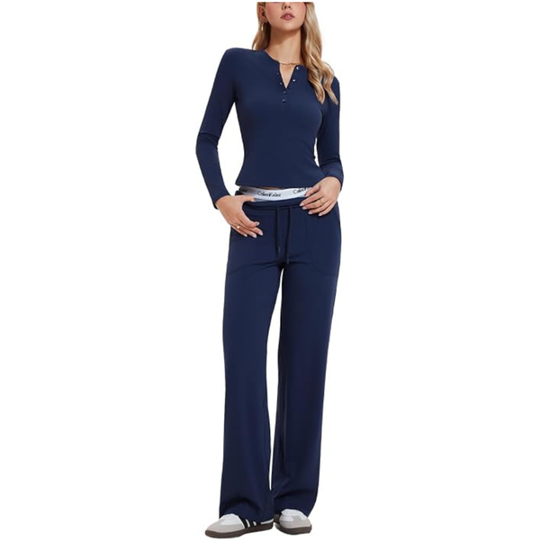 Women's 2-Piece Henley Y2K Lounge Sets (Various)