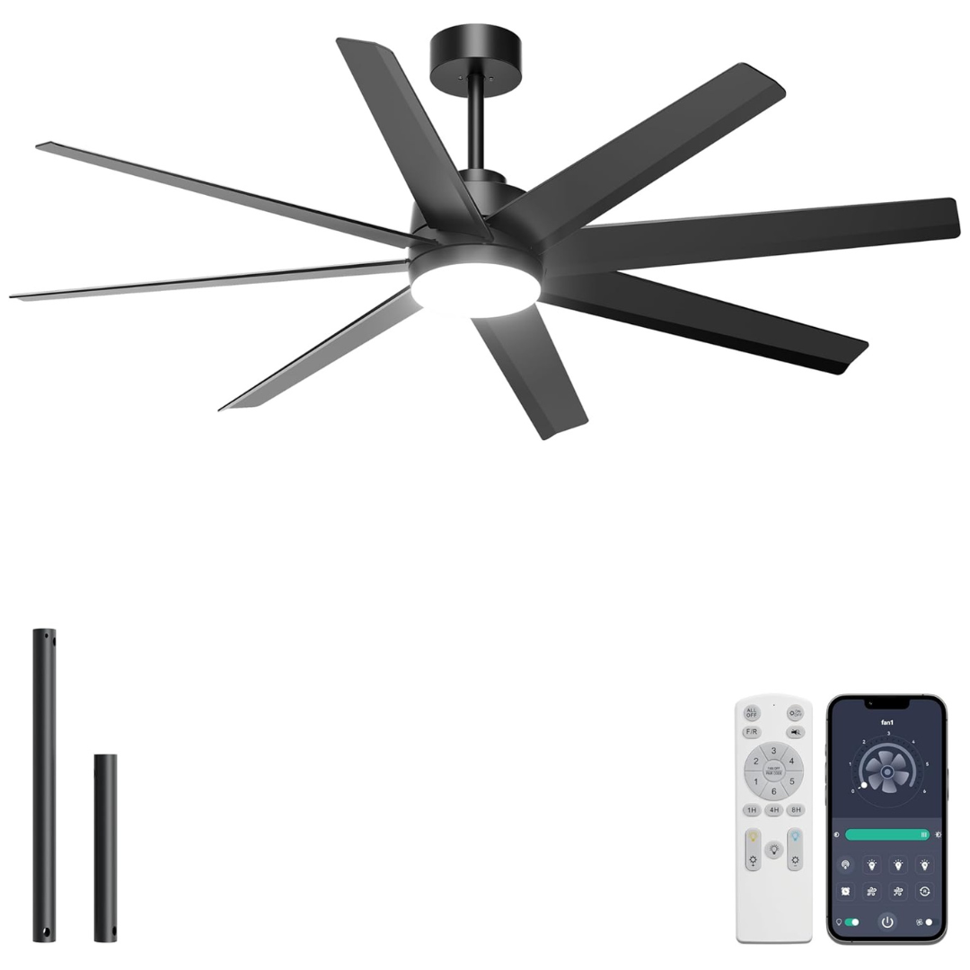 60'' Modern 8 Blades Ceiling Fan With Light (3 Colors)