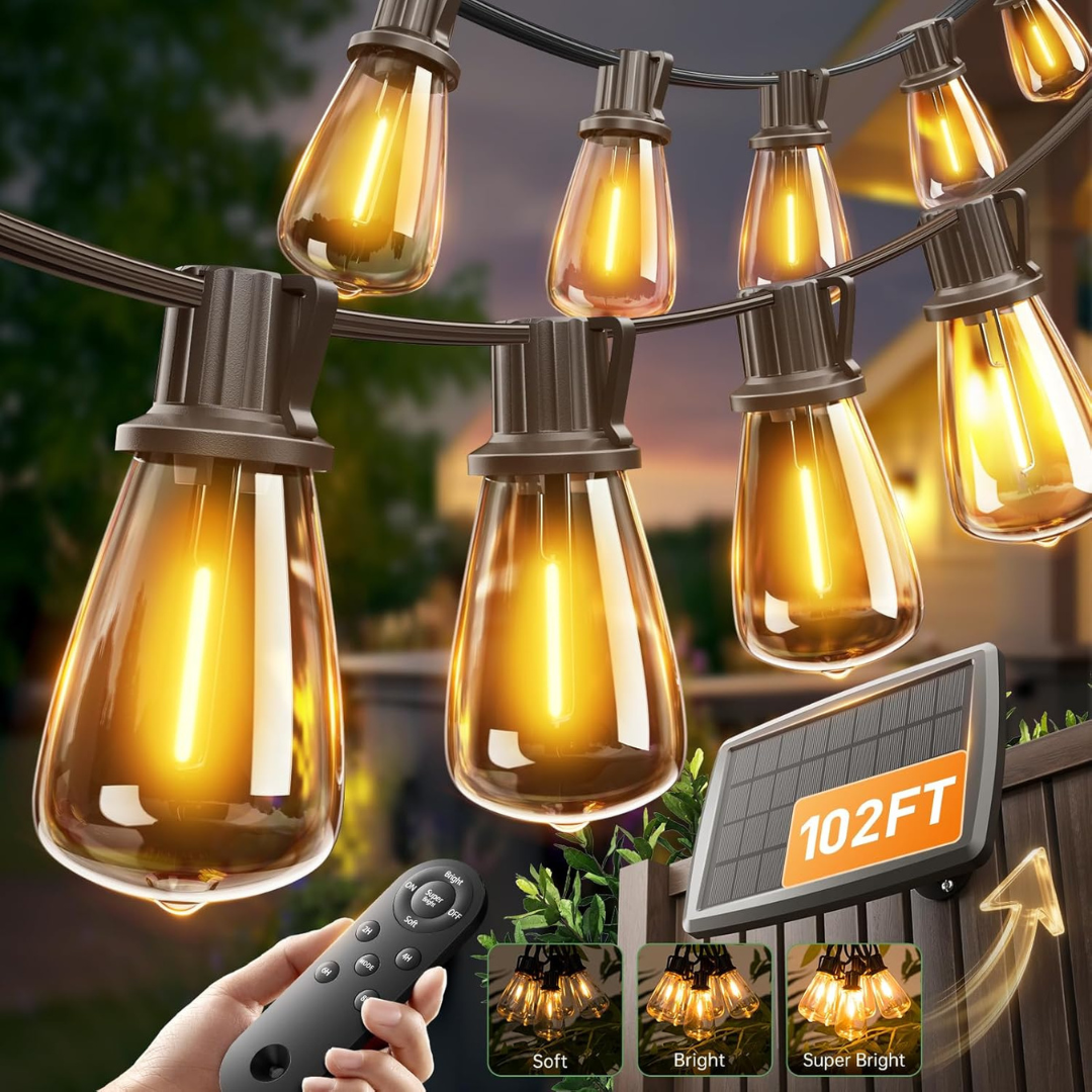 102ft Addlon Outdoor Solar String Lights With 30 Shatterproof LED Bulbs