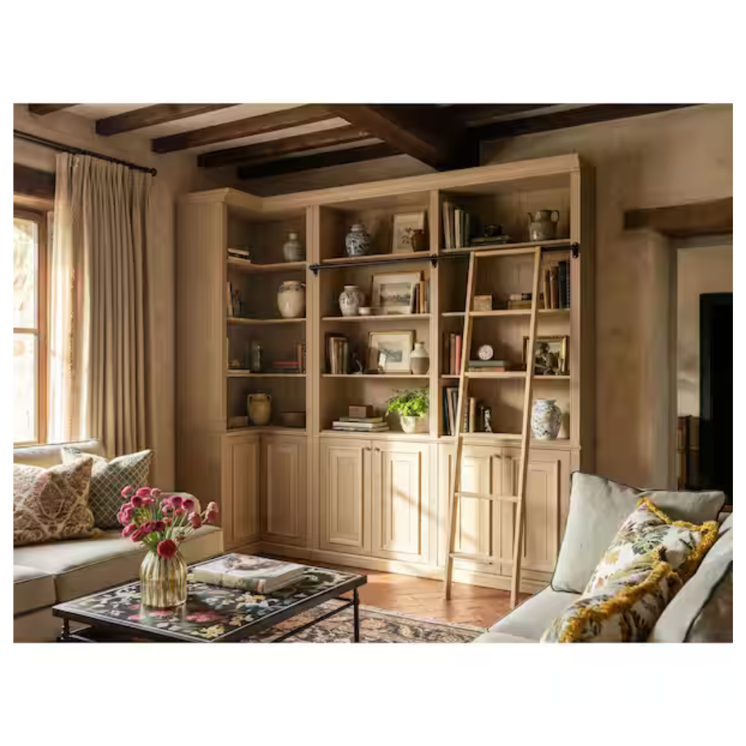 Homsee 97.6" Tall Natural Wood 12-Shelf Accent Bookcase