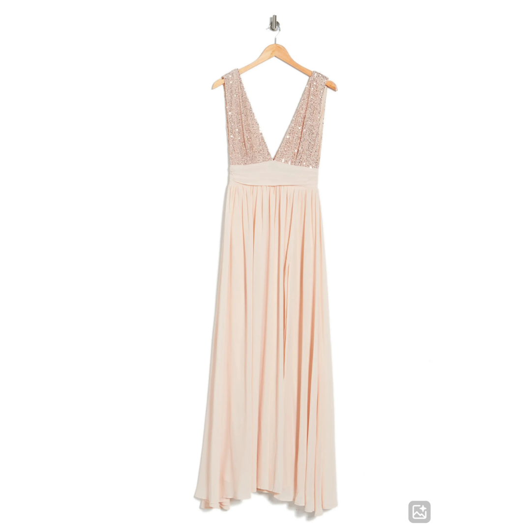 Women's Daphne Sequin Top V-Plunge Maxi Dress (3 Colors)