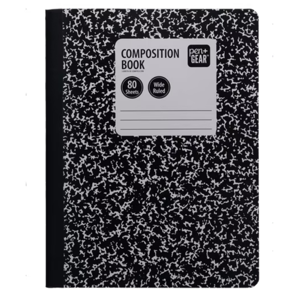 80-Sheet Pen+Gear Wide Ruled Composition Notebook (Marble, 7.5" X 9.75")